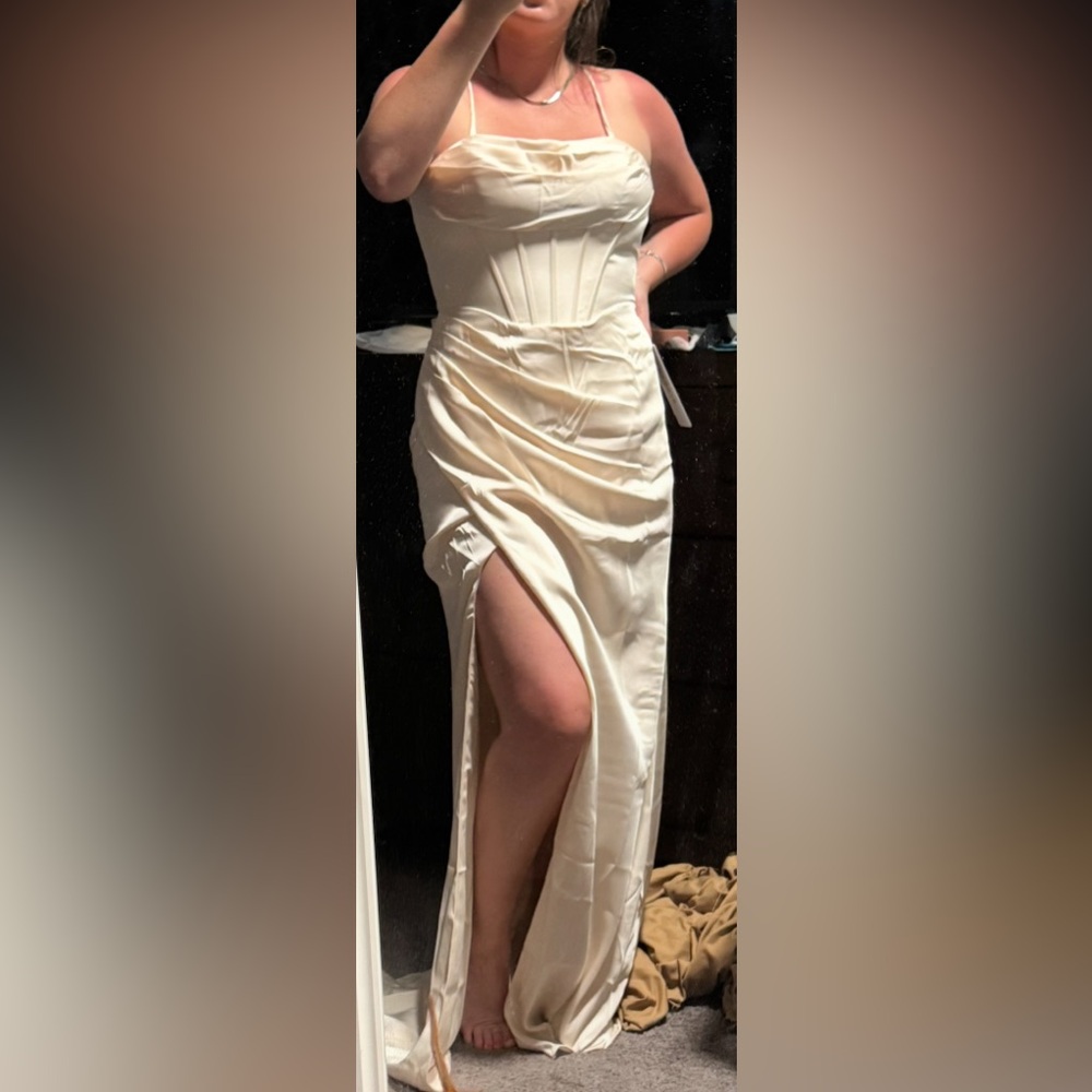 Off white satin bridesmaid dress